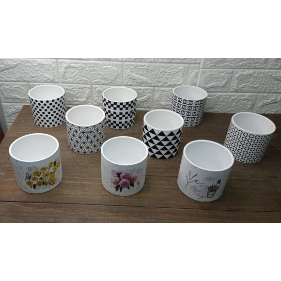 VASO X0001/ X0008 EM CERAMICA TIPO CACHEPOT ESTAMPADO A10XL10CM