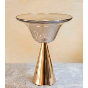 CASTIÇAL AV102 EM VIDRO DETALHADO GRANDE CONE A31XL25CM