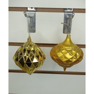 BOLA AB415 NATALINA C/2 DOURADA C/ GLITTER FORM. BALÃO A10CM