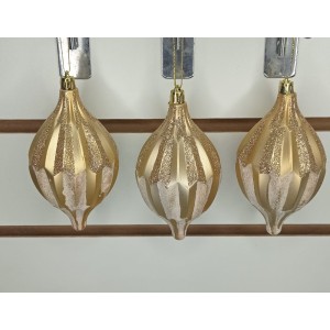 BOLA AB412 NATALINA C/3 DOURADA FOSCA C/ GLITTER FORM. LOSANGO A8CM