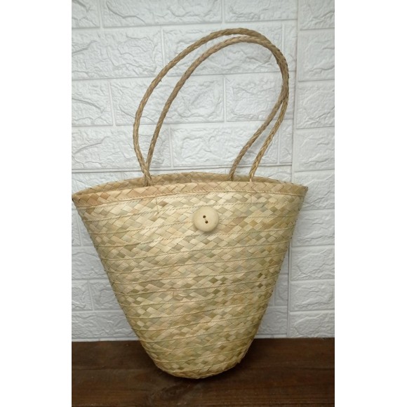 BOLSA JP175 EM PALHA NATURAL C/ BOTAO A40XL40CM