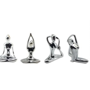 DECOR. PORCELANA YOGA DOURADA/PRATA/ROSE 10CM