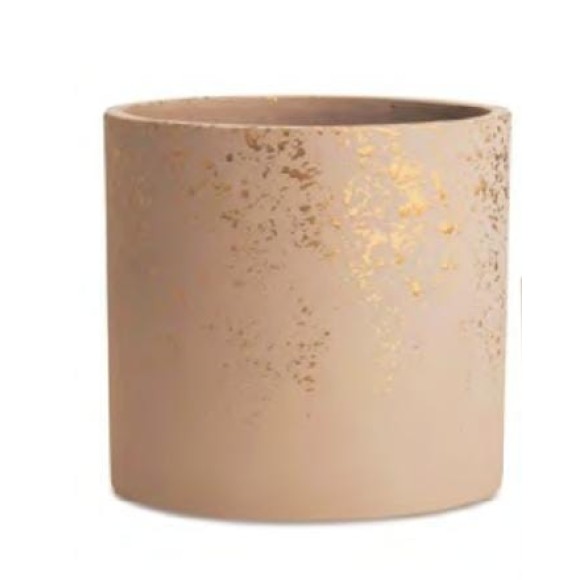 VASO CIMENTO G ROSA DETALHE DOURADO 09914G 18ALT X 19BOCA