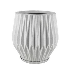 VASO REF136-5 DE ORIGAMI C/PRATO A37XL32CM CIMENTO