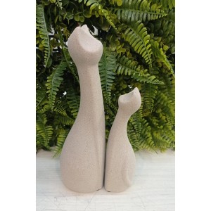 ESCULTURA 17983 GATOS EM CERAMICA 2PÇS A30CM
