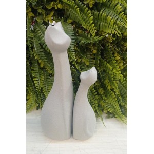 ESCULTURA 17986 GATOS EM CERAMICA 2PÇS A30CM