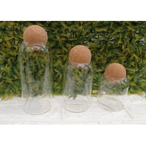 KIT 18662 POTES DE VIDRO C/3PÇS P A11CM M A16CM G A21CM