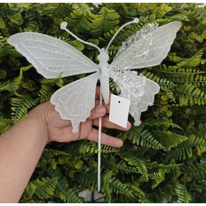 ENFEITE BN382 BORBOLETA BRANCA 30CM