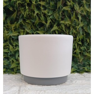 CACHEPOT 201-48 12 CONTEMPORANEO BRANCO FOSCO E CINZA A12,5XL14CM