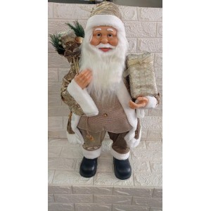 ENFEITE TLJ2686 PAPAI NOEL SOBRETUDO CHAMPAGNE EM PE A80CM