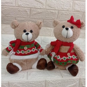 ENFEITE NAT0283 URSO DECORATIVO ROUPA TRICO NATALINO 30X22CM