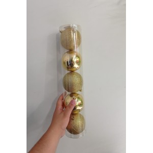 BOLA NTB1905D MISTA TUBO DECORATINA NATALINA  C/5 PCS 8CM