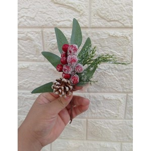 ENFEITE FLH85 GALHO DE CEREJEIRA C/PINHA 22CM