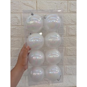 BOLA EB515 DECORATIVA BRANCA  C/8 10CM