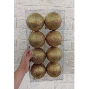 BOLA EB505 DOURADA GLITER C/8 10CM
