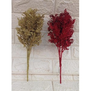 BUQUE FG34 MINI DE FOLHAS C/GLITER DOUR/VERM 35CM