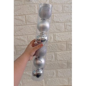 BOLA N62253 NATALINA TUBO PRATA C/6 6CM