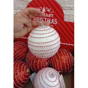 BOLA NBOL12V42 DECORATIVA NATALINA VERMELHA/BRANCA 12CM