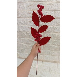 HASTE FLH82 DE MINI CEREJINHA C/FOLHAS DE VELUDO 65CM