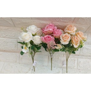 FL BUQUE W543-14AM DE ROSA C/5 GALHOS CORES SORTIDAS A30CM
