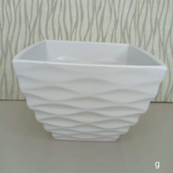 VASO QUADRADO MELANINA DETALHADO BRANCO 12CM 41242