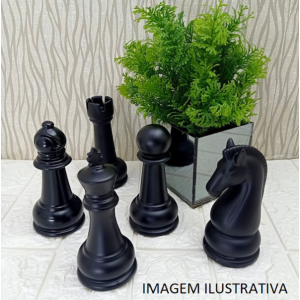 ENFEITE TXDZ-07 XADREZ DE PORCELANA PRETO A13XL6CM
